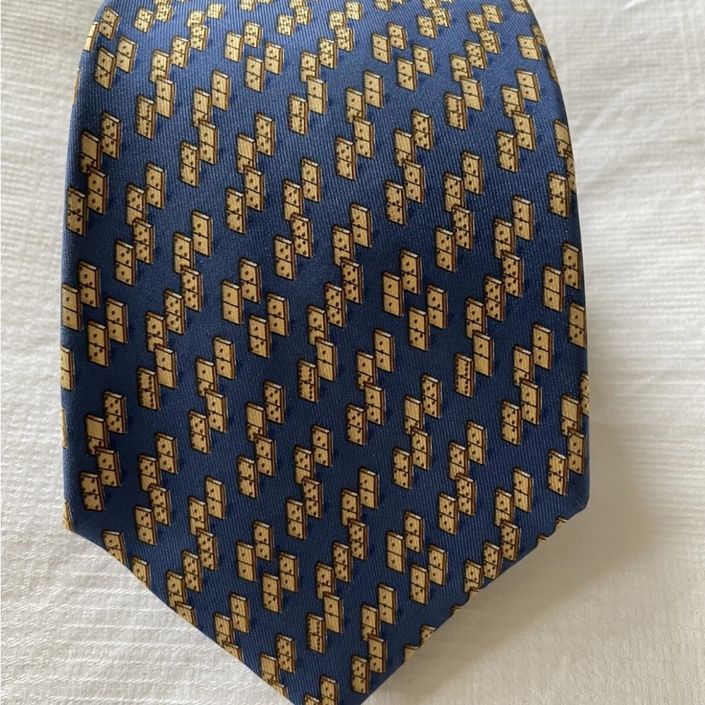 Salvatore Ferragamo Blue and Gold Nautical Ties